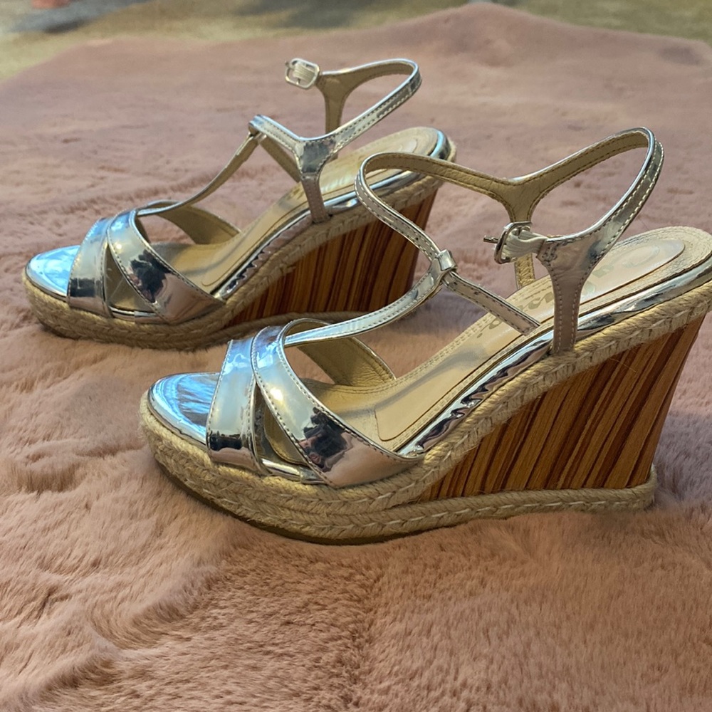 Silver wedge sandals